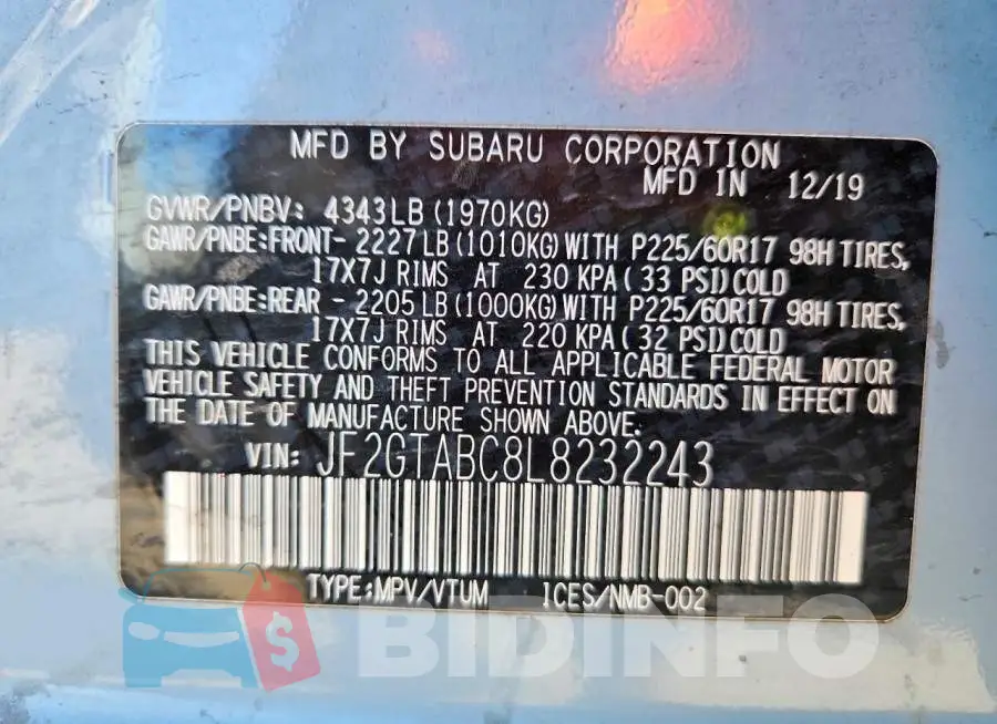 JF2GTABC8L8232243 Photo# 12