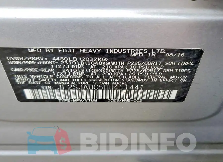 JF2SJADC5HH451441 Photo# 12