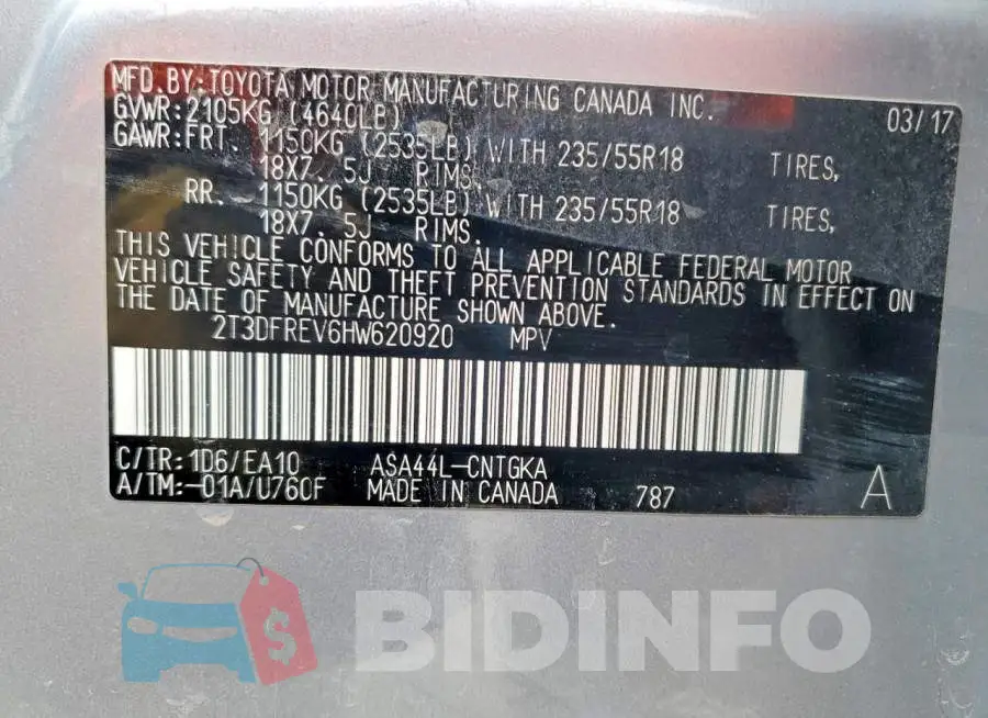 2T3DFREV6HW620920 Photo# 13