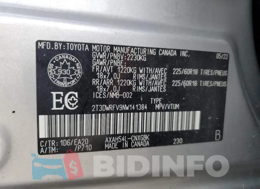 2T3DWRFV9NW141384 Photo# 13