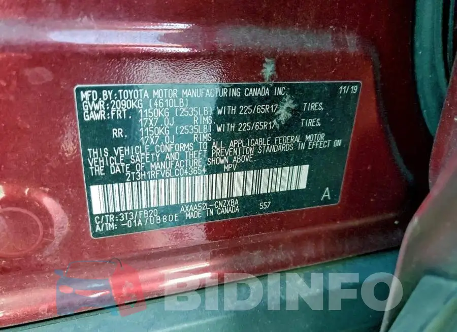 2T3H1RFV6LC043654 Photo# 14