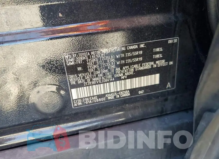 2T3Y1RFV1LC084144 Photo# 13