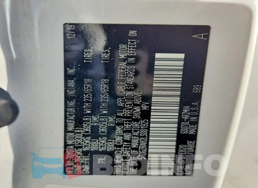 5TDGZRAH2LS001925 Photo# 13
