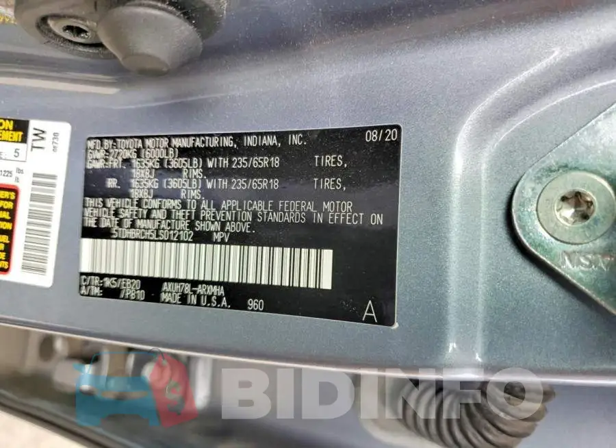 5TDHBRCH5LS012102 Photo# 13