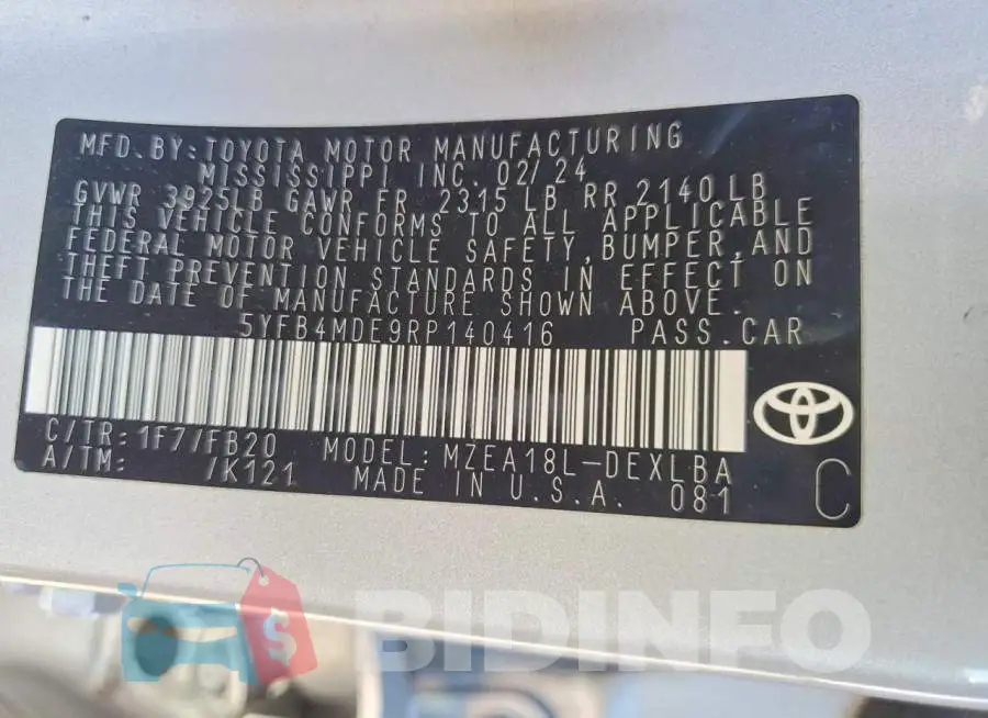 5YFB4MDE9RP140416 Photo# 13