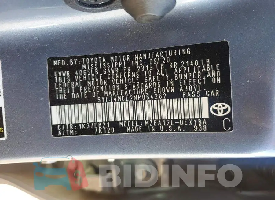 5YFT4MCE2MP064262 Photo# 12