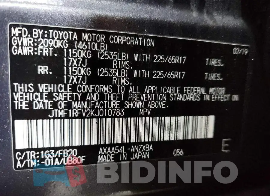 JTMF1RFV2KJ010783 Photo# 14