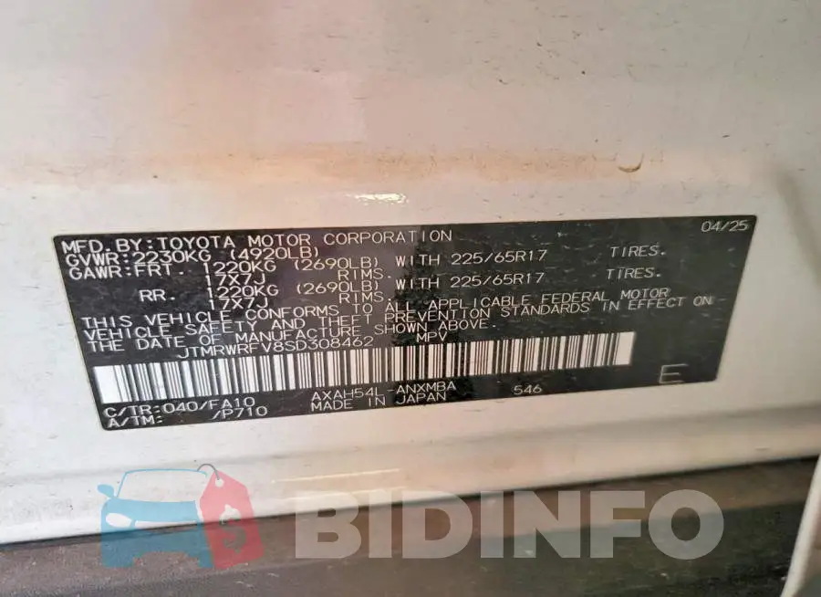 JTMRWRFV8SD308462 Photo# 14