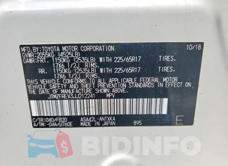JTMZFREV3JJ212241 Photo# 12
