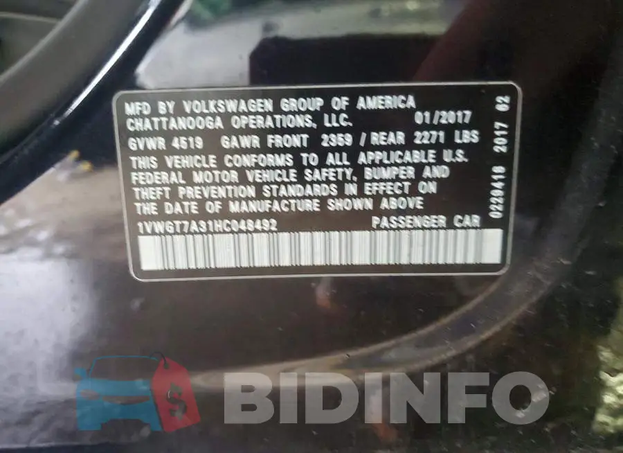 1VWGT7A31HC048492 Photo# 12