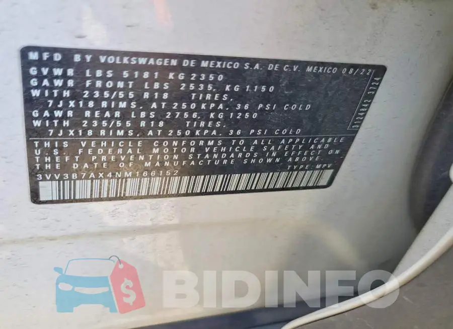 3VV3B7AX4NM166152 Photo# 14