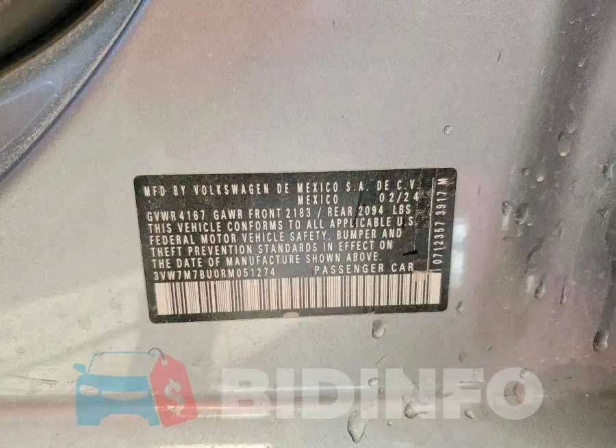 3VW7M7BU0RM051274 Photo# 13