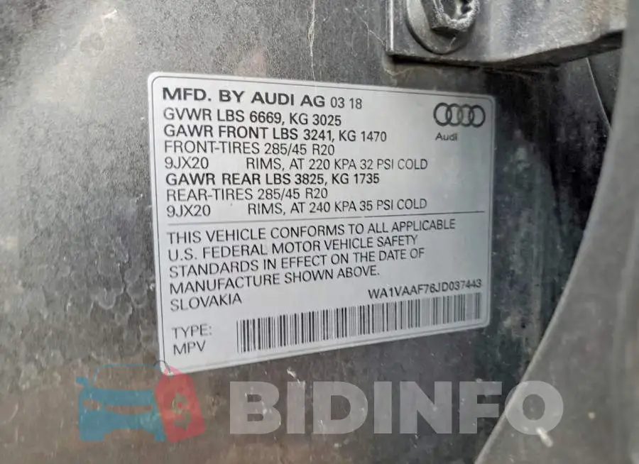 WA1VAAF76JD037443 Photo# 13