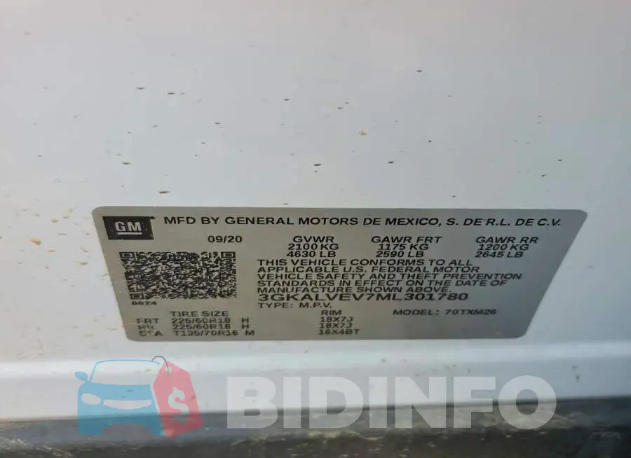 3GKALVEV7ML301780 Photo# 13