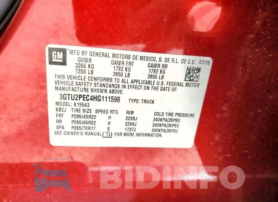 3GTU2PEC4HG111598 Photo# 12