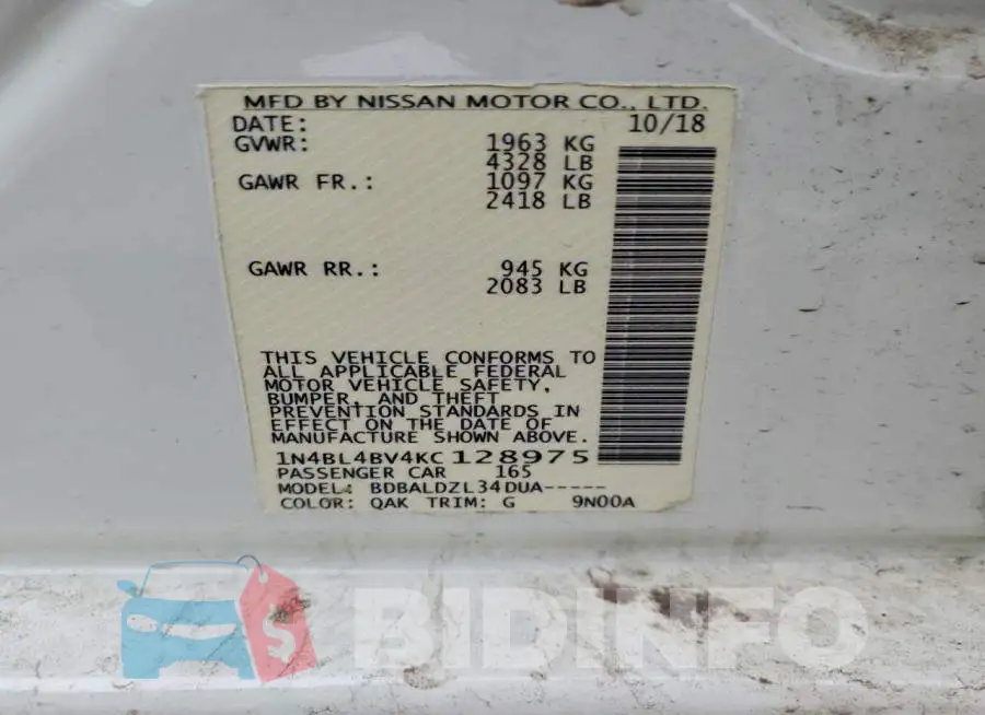 1N4BL4BV4KC128975 Photo# 12