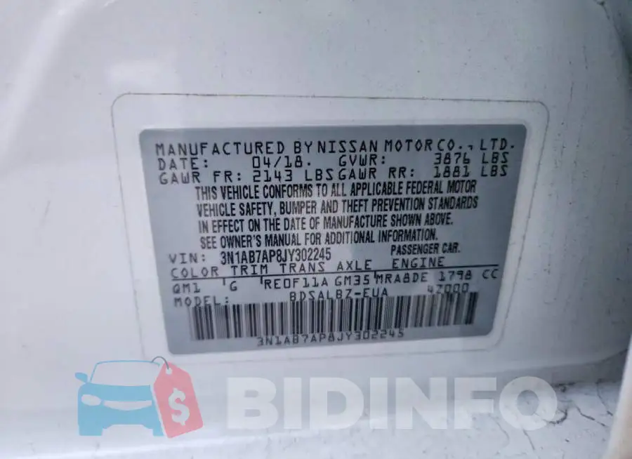 3N1AB7AP8JY302245 Photo# 13