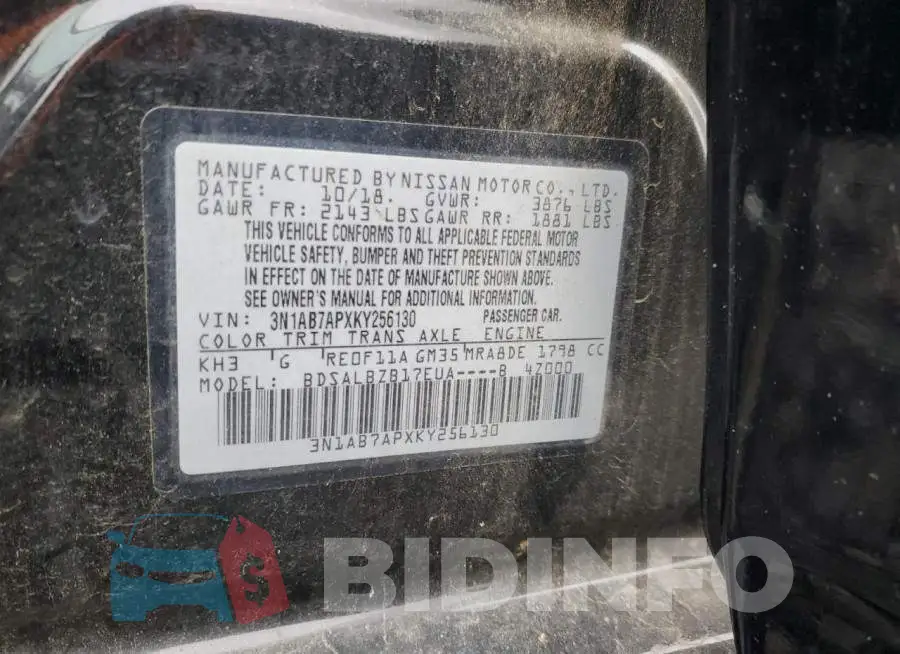 3N1AB7APXKY256130 Photo# 13