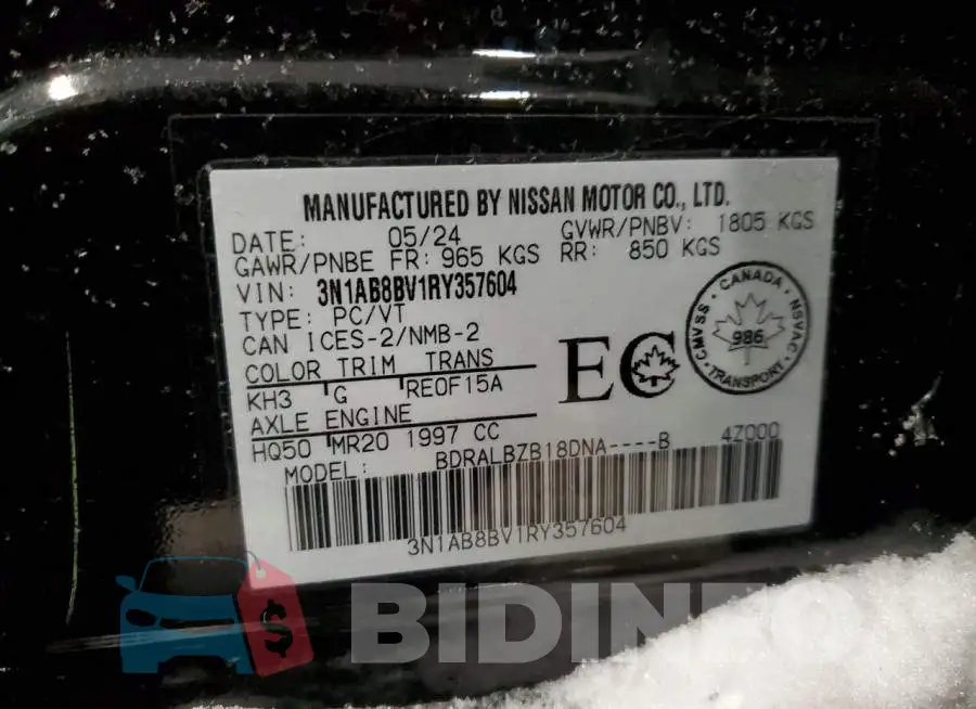 3N1AB8BV1RY357604 Photo# 13
