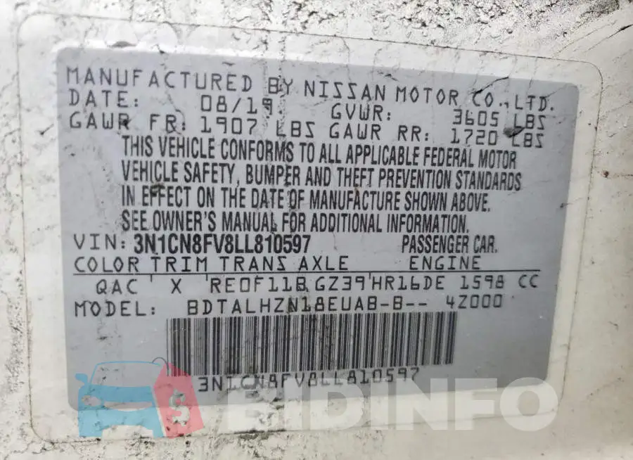 3N1CN8FV8LL810597 Photo# 12