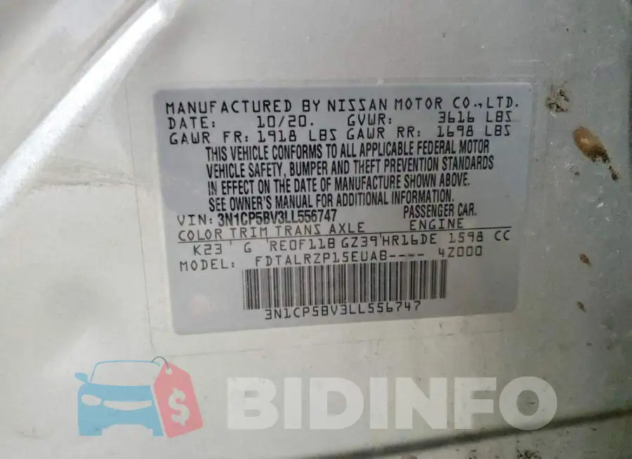 3N1CP5BV3LL556747 Photo# 12
