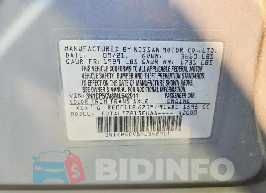 3N1CP5CV8ML542911 Photo# 13