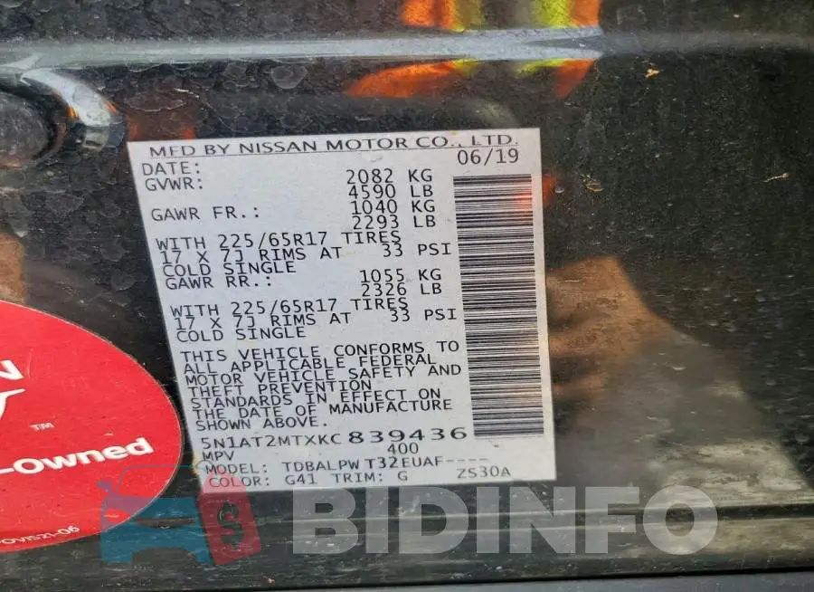 5N1AT2MTXKC839436 Photo# 13