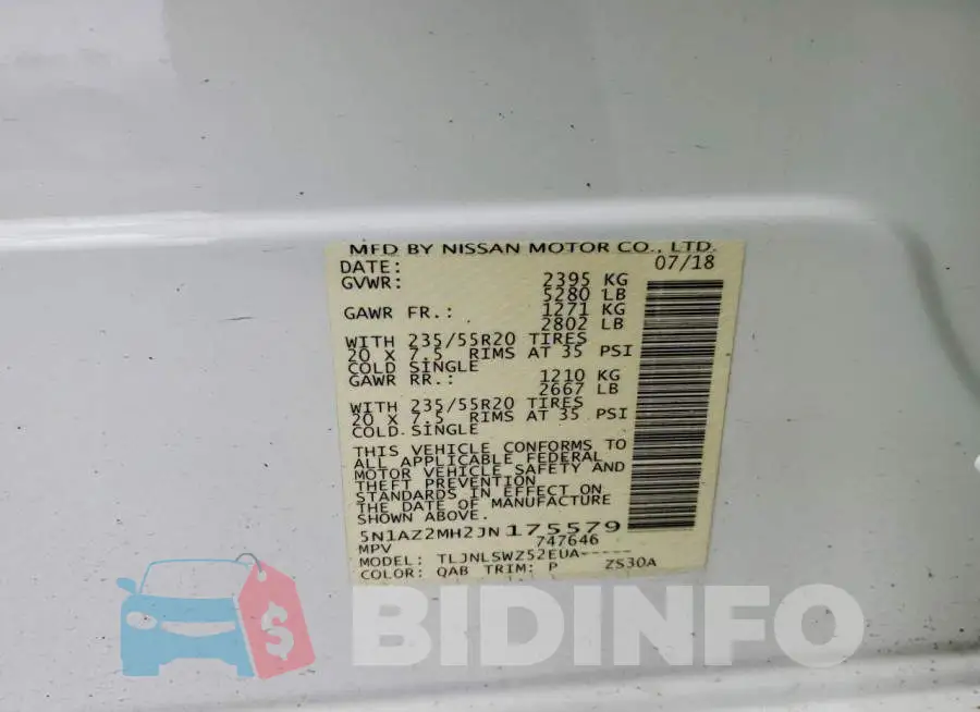5N1AZ2MH2JN175579 Photo# 13