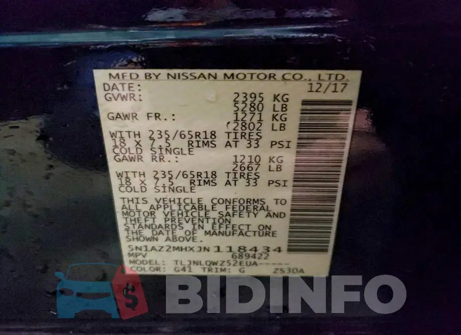 5N1AZ2MHXJN118434 Photo# 13