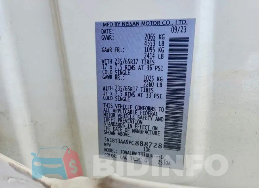 5N1BT3AA9PC888728 Photo# 13