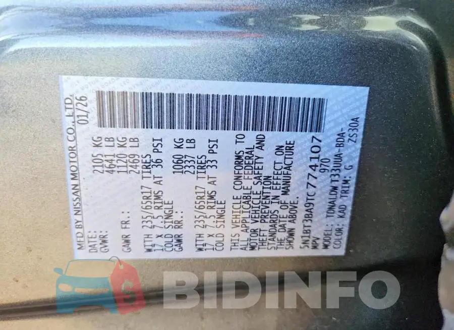 5N1BT3BA9TC774107 Photo# 13