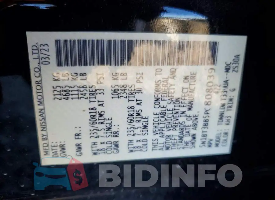 5N1BT3BB5PC808039 Photo# 14