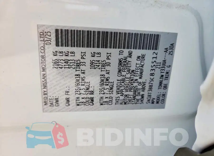 5N1BT3BB7SC835512 Photo# 13