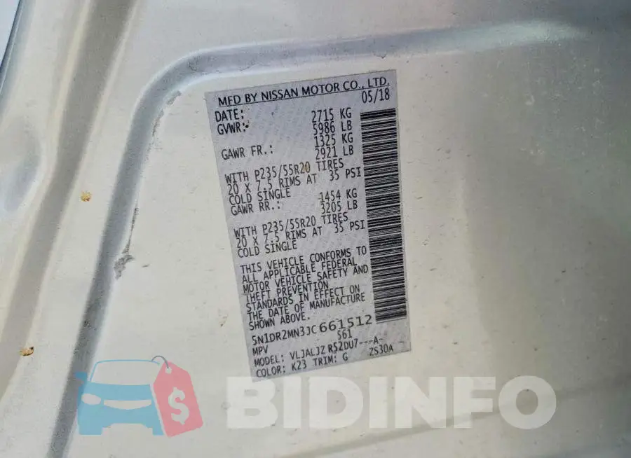 5N1DR2MN3JC661512 Photo# 13