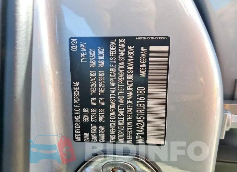WP1AA2A51RLB16180 Photo# 13