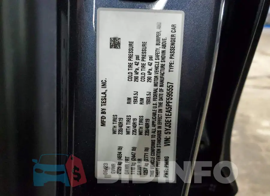 5YJ3E1EA5PF595557 Photo# 12