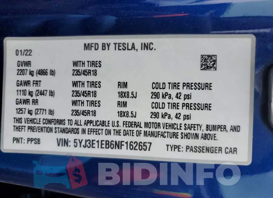 5YJ3E1EB6NF162657 Photo# 12