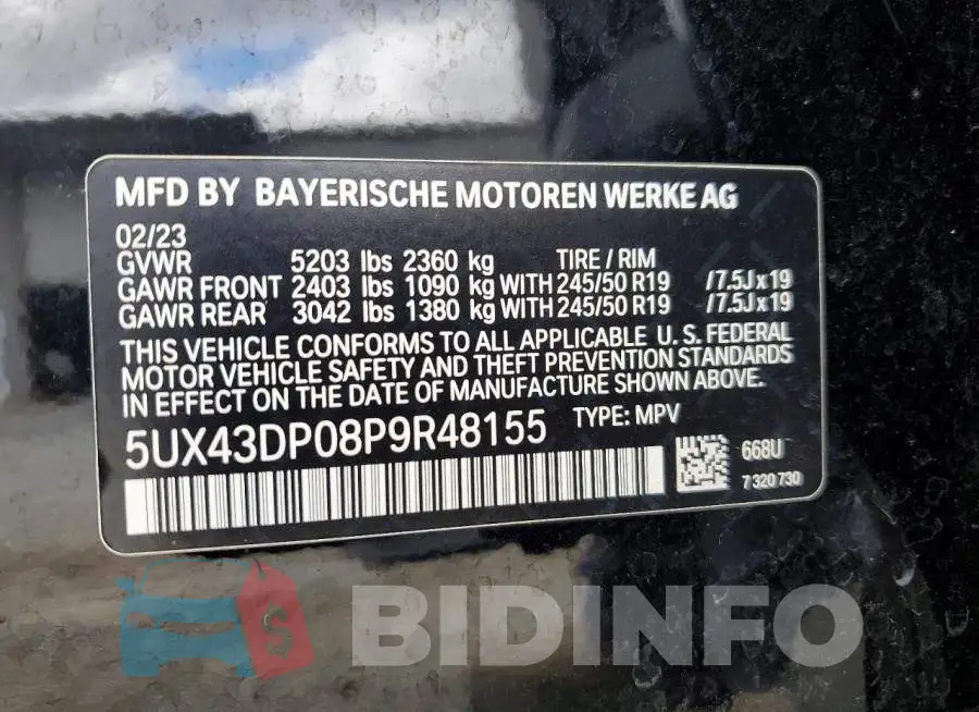 5UX43DP08P9R48155 Photo# 12