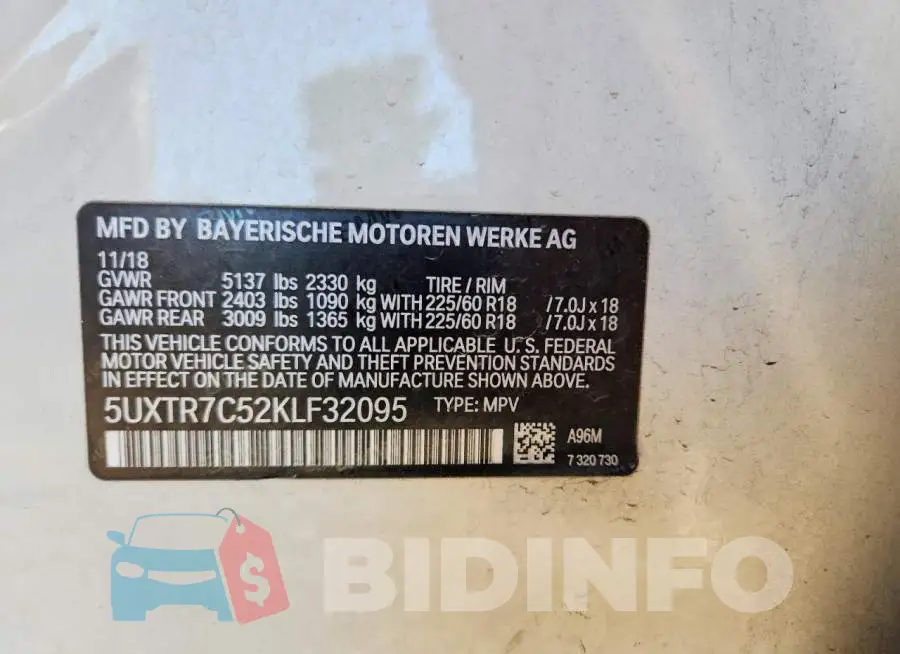 5UXTR7C52KLF32095 Photo# 13