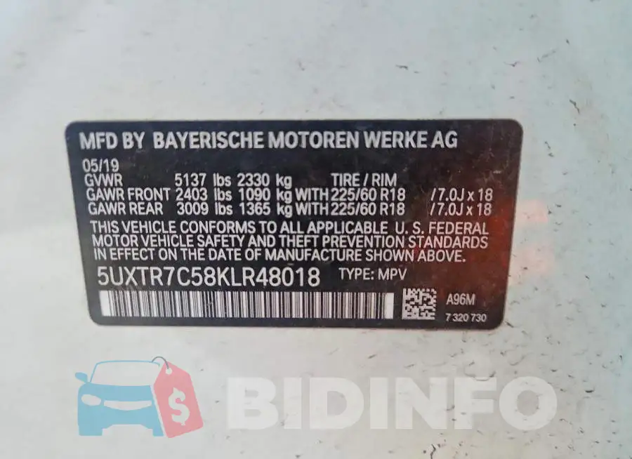 5UXTR7C58KLR48018 Photo# 13