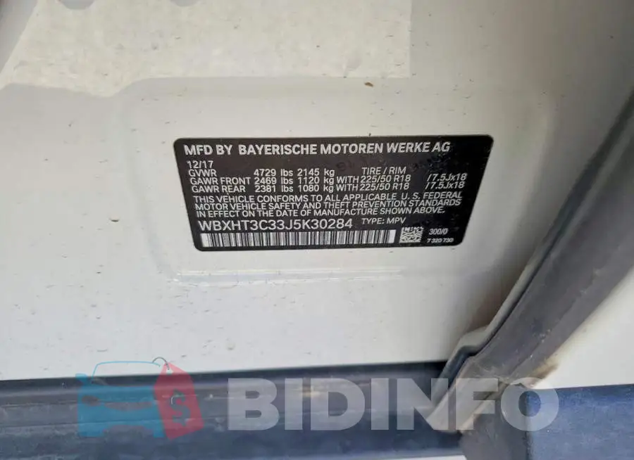 WBXHT3C33J5K30284 Photo# 13