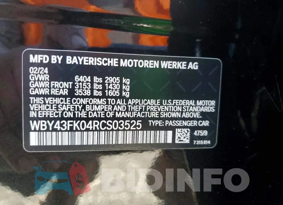 WBY43FK04RCS03525 Photo# 12