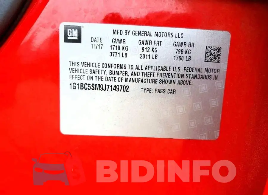 1G1BC5SM9J7149702 Photo# 12