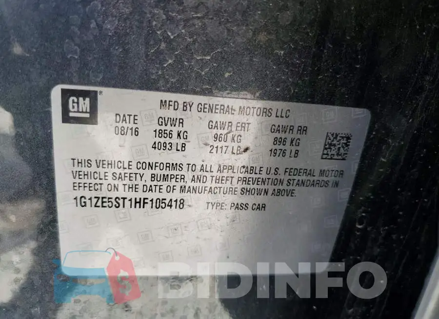 1G1ZE5ST1HF105418 Photo# 12