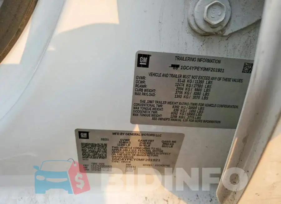 1GC4YPEY0MF201921 Photo# 12