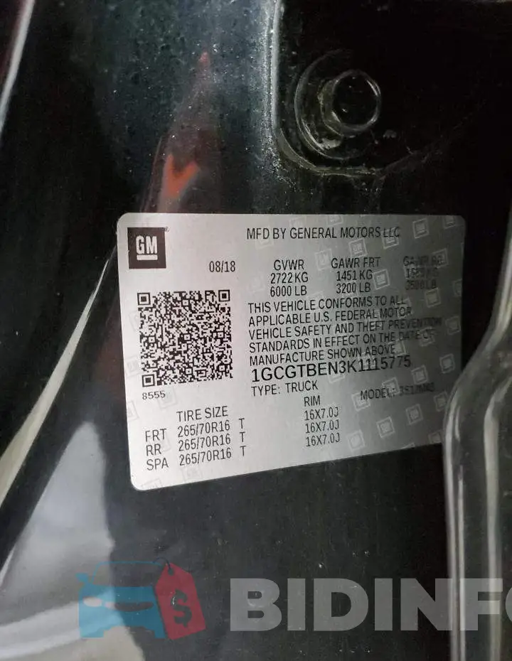1GCGTBEN3K1115775 Photo# 13