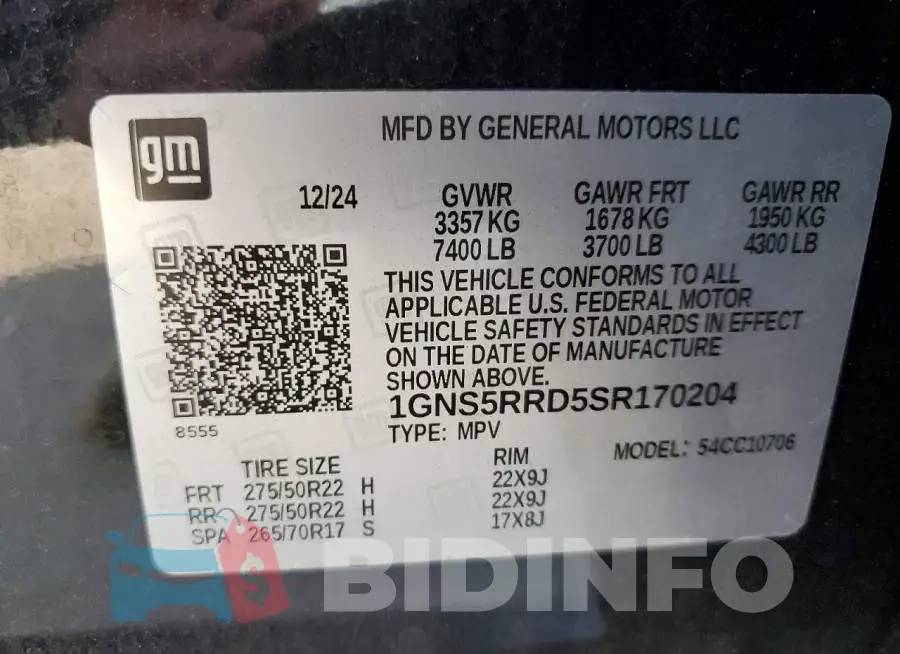 1GNS5RRD5SR170204 Photo# 13