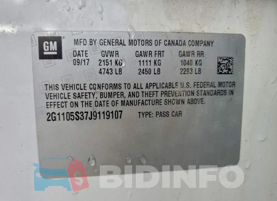 2G1105S37J9119107 Photo# 13
