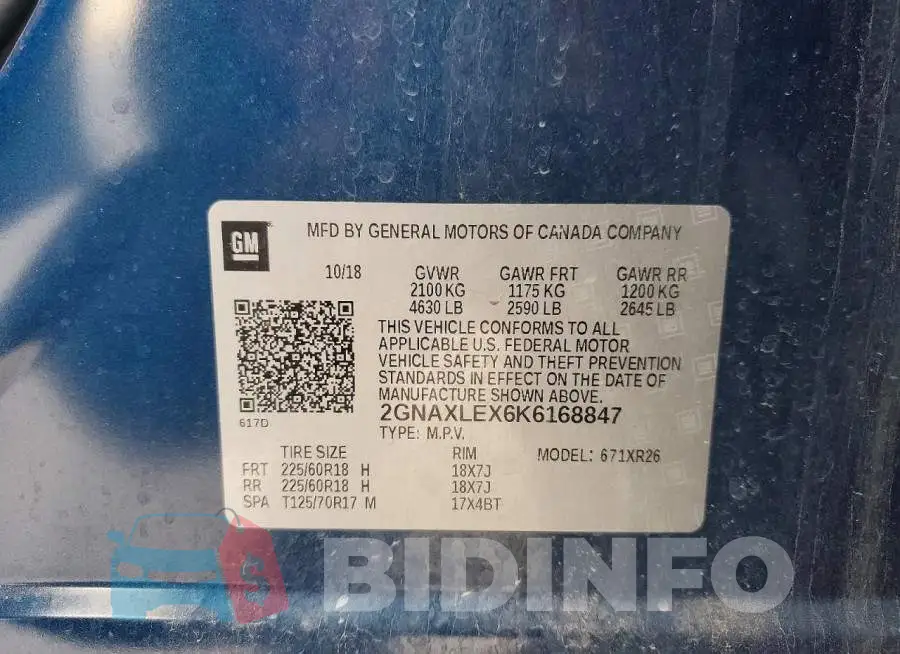 2GNAXLEX6K6168847 Photo# 13