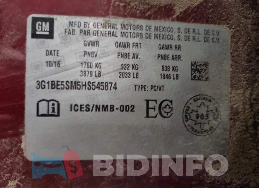 3G1BE5SM5HS545874 Photo# 12